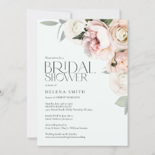 Invitación Elegante Rubor Floral Bridal Shower Invita a la mu