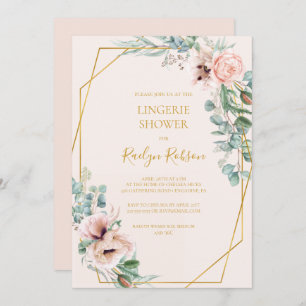 Invitación Elegante Rubor Floral   Ducha Pastel Lingerie