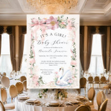 Elegante Rubor Floral Floral Pink Ribbon Baby Show