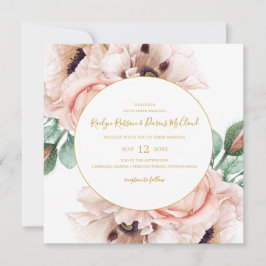 Invitación Elegante Rubor Floral Garden | Boda cuadrado