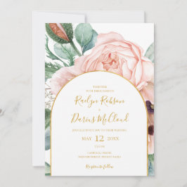 Invitación Elegante Rubor Floral Garden | Boda de Arch Casual