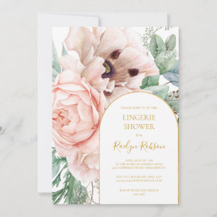 Invitación Elegante Rubor Floral Garden   Lingerie Shower