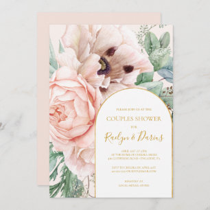 Invitación Elegante Rubor Floral Garden Pastel Couples Ducha