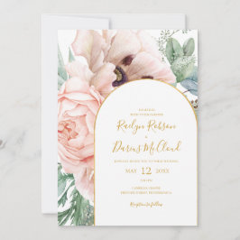Invitación Elegante Rubor Floral Garden | Todos En Un Boda