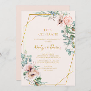 Invitación Elegante Rubor Floral   Pastel Celebremos
