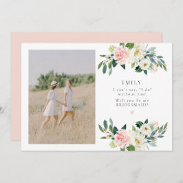 Invitación Elegante Rubor Floral Photo Bridesmaid Propuesta