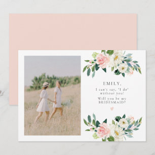 Invitación Elegante Rubor Floral Photo Bridesmaid Propuesta