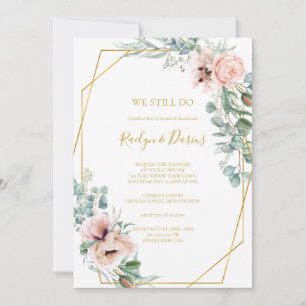 Invitación Elegante Rubor Floral   Seguimos Jurando Renovació