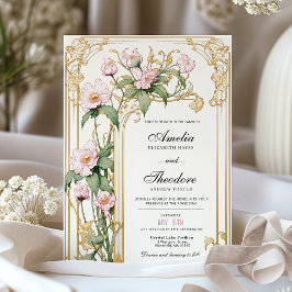 Invitación Elegante Rubor Floral Vintage Wedting