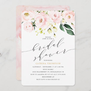 Invitación Elegante Rubor Floral y Eucalyptus Bridal Shower