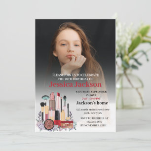 Invitación Elegante Rubor Girly Maquillaje Rosa Dulce