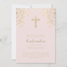 Invitación Elegante Rubor Gold Bible Verse Confirmación