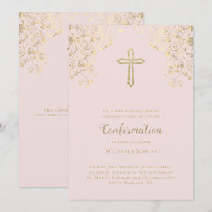 Invitación Elegante Rubor Gold Bible Verse Confirmación