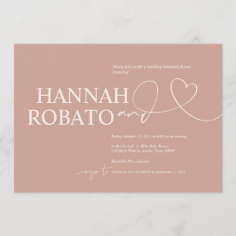 Invitación Elegante Rubor Minimalismo Boda ensayo cena