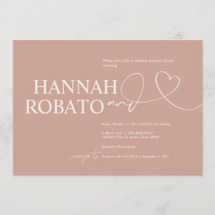 Invitación Elegante Rubor Minimalismo Boda ensayo cena
