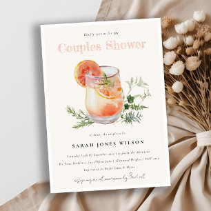 Invitación Elegante Rubor Naranja Rosa Cocktail Couples Showe