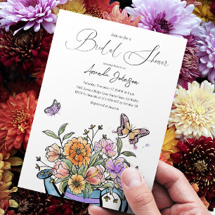 Invitación Elegante Rubor Naranja rosa Jardín Mariposa Floral