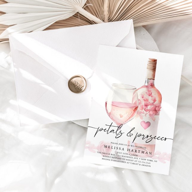 Invitación Elegante Rubor Petals rosados y ducha de novia Pro (Subido por el creador)