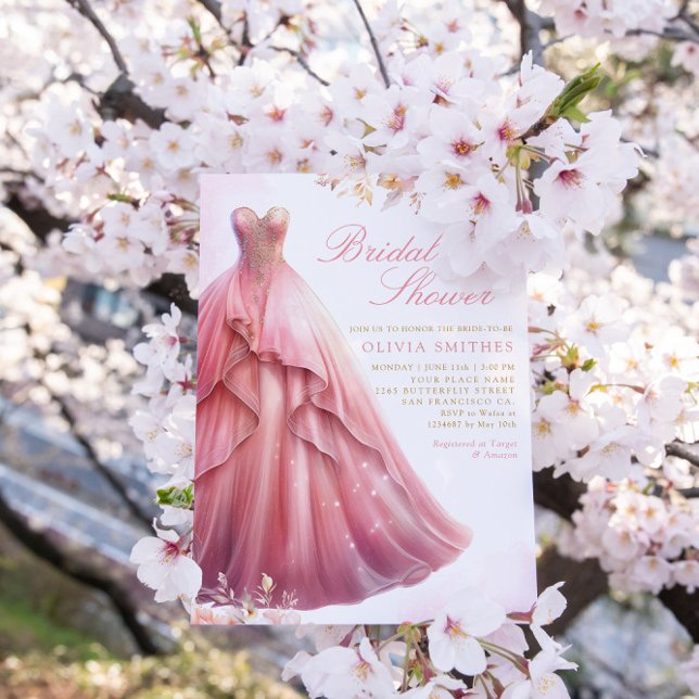 Invitación Elegante Rubor Pink Boho Floral Vestido Bridal Duc (Subido por el creador)