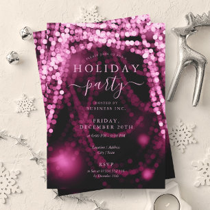 Invitación Elegante Rubor Pink Company Holiday String Lights