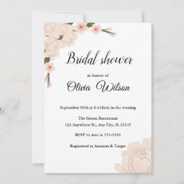 Invitación Elegante Rubor Pink Floral Blossom Bridal Shower