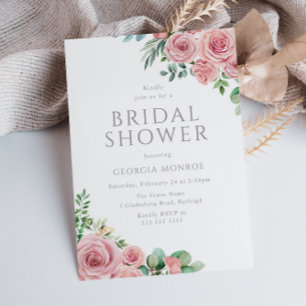 Invitación Elegante Rubor Pink Floral Bridal Shower