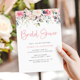 Invitación Elegante Rubor Pink Floral Bridal Shower