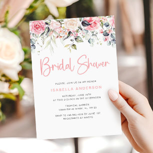 Invitación Elegante Rubor Pink Floral Bridal Shower