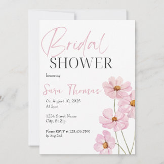 Invitación Elegante Rubor Pink Floral Bridal Shower