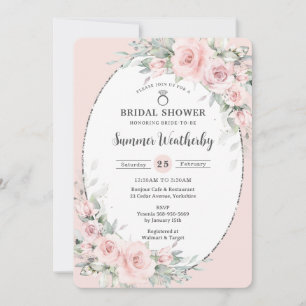 Invitación Elegante Rubor Pink Floral Greeneration Bridal Sho