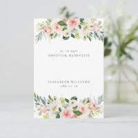 Elegante Rubor Pink Floral Guest Name Place Card