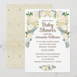 Invitación Elegante Rubor Pink Floral Wreath Baby Shower