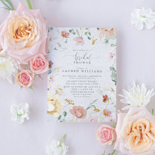 Invitación Elegante Rubor Pink Garden Flores Bridal Shower