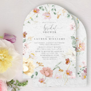 Invitación Elegante Rubor Pink Garden Flores Bridal Shower