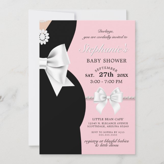 Invitación Elegante Rubor Pink Glam Tiffany Theme Baby Shower (Anverso)