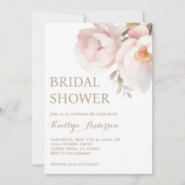 Invitación Elegante Rubor Pink Peony Garden Bridal Shower