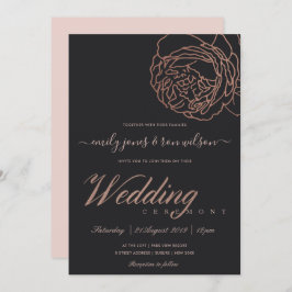INVITACIÓN ELEGANTE RUBOR PINK ROSE GOLD BLACK FLOCK BODA
