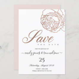 INVITACIÓN ELEGANTE RUBOR PINK ROSE GOLD FLORAL GUARDAR LA FE