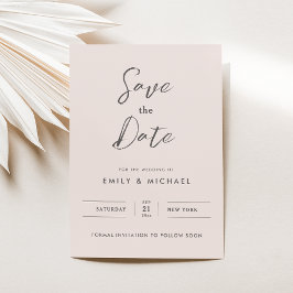 Invitación Elegante Rubor Pink Script Wedding Save the Date