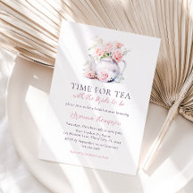 Elegante Rubor Pink Time For Tea Bridal Shower