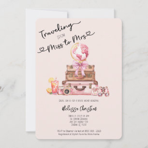Invitación Elegante Rubor Pink Travel Adventure Bridal Shower