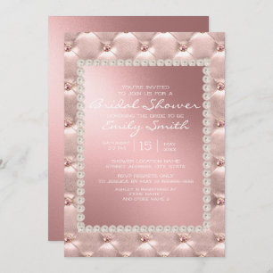 Invitación Elegante Rubor Pink White Bridal Shower