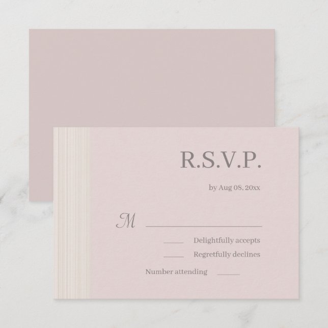 Invitación Elegante Rubor Pink Wood Grain Stripes Wedding RSV (Anverso / Reverso)