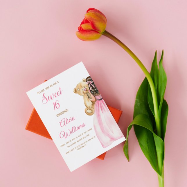 Invitación Elegante Rubor Rosa Dulce Rosa Dulce Dieciséis Cum (Subido por el creador)