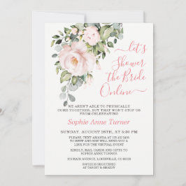 Invitación Elegante Rubor Rosa Flores Virtual Bridal Shower