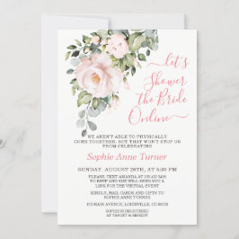Invitación Elegante Rubor Rosa Flores Virtual Bridal Shower