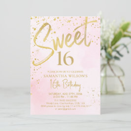 Invitación Elegante Rubor Rosa & Gold Sweet 16 cumpleaños