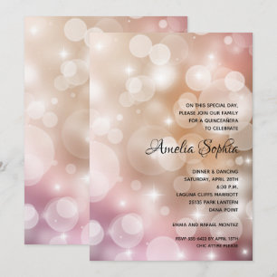 Invitación Elegante Rubor rosa Quinceañera