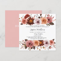 Elegante Rubor rosa y borgoña floral Quinceañera