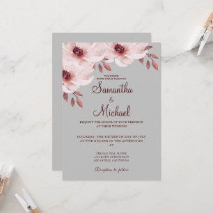Invitación Elegante Rubor Rusty Rosa Sale Floral acuática